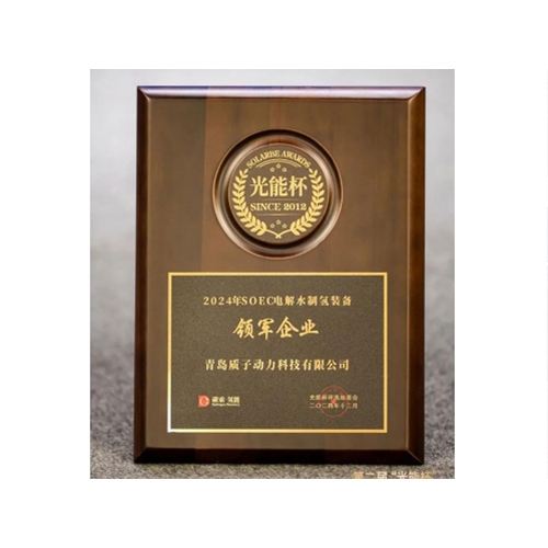 質(zhì)子動(dòng)力榮獲光能杯&ldquo;SOEC電解水制氫裝備領(lǐng)軍企業(yè)&rdquo;榮譽(yù)